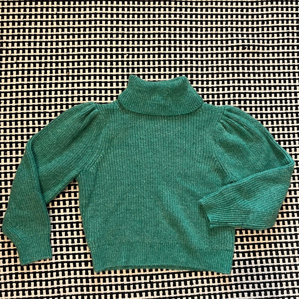 J Crew Teal cropped Turtleneck Sweater